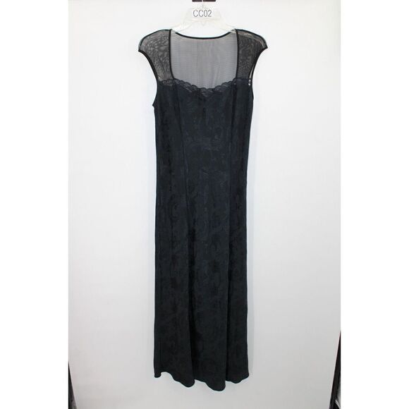 VICTORIA'S SECRET ELEGANT GOLD LABEL SIZE LARGE VINTAGE BLACK NIGHT GOWN LONG - Picture 1 of 7